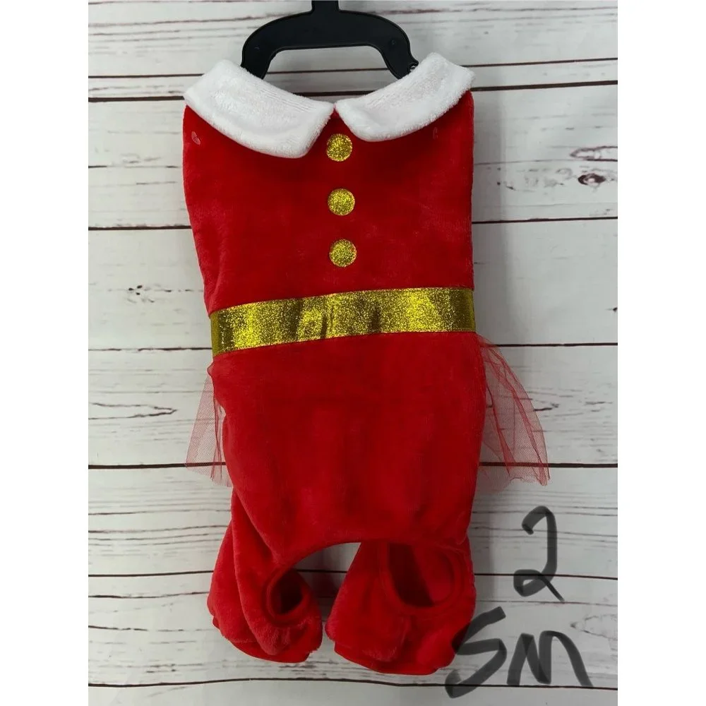 Silverpooch Pet Apparel Christmas Dog Pajamas Pjs Clothes Red‎ Size Small